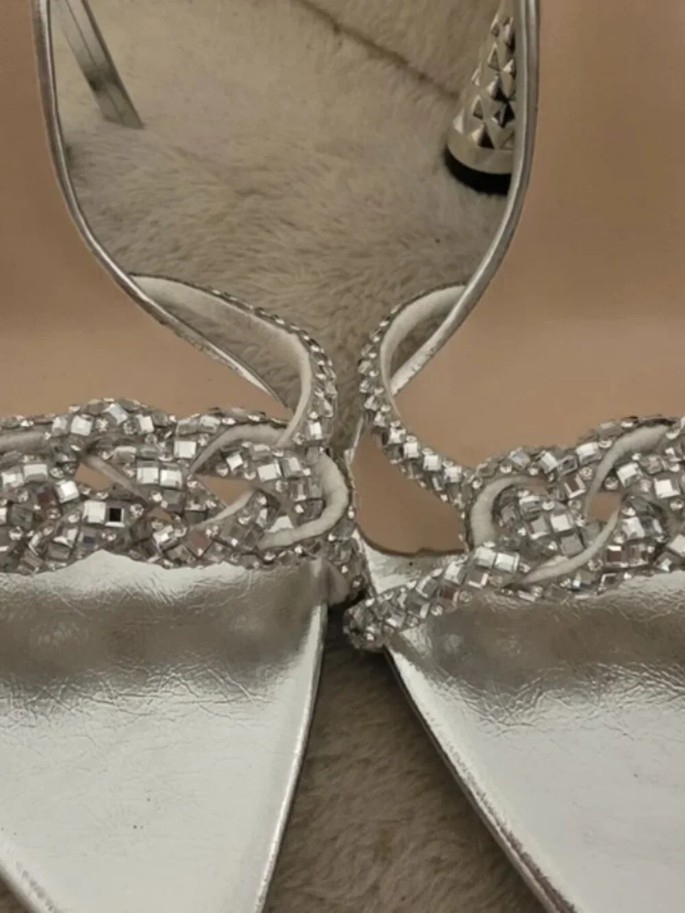 Women’s Silver Rhinestone Ankle Strap Heels – Size 5 – Like New